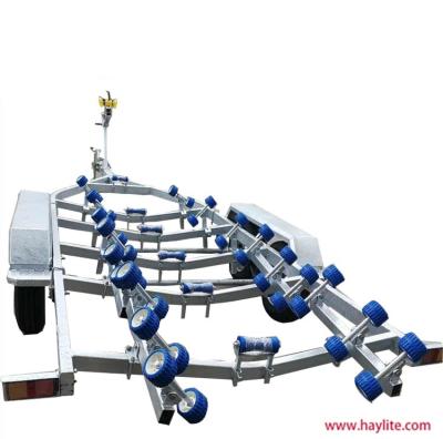 China Boat Trailer Galvanized Tandem Boat Trailer With Shimmy Rollers for sale