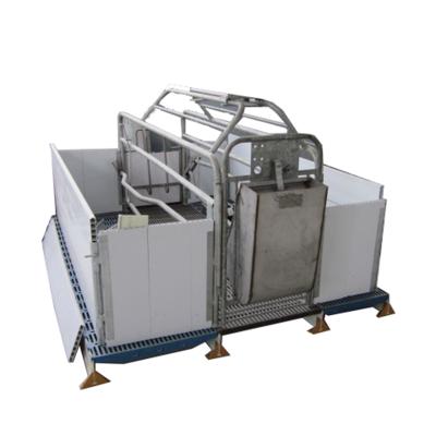 China Space Saving Sow Raised Crate Farrowing Cages With Stainless Steel Feeder for sale