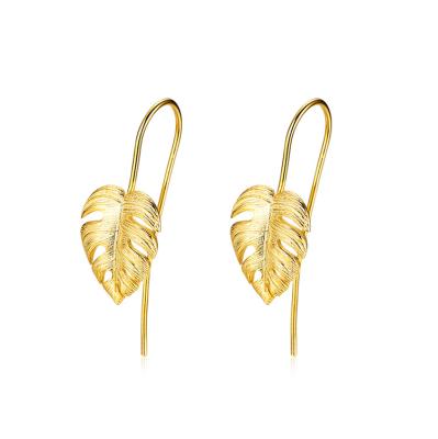 China BOHEMIA 18K Gold Plating 925 Sterling Silver Monstera Leaf Cuff Earrings for sale