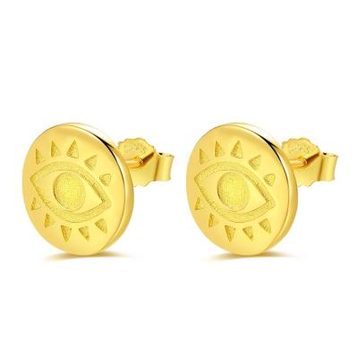 China TRENDY Simple Design 925 Sterling Silver Gold Plated Evil Eye Stud Earrings for sale