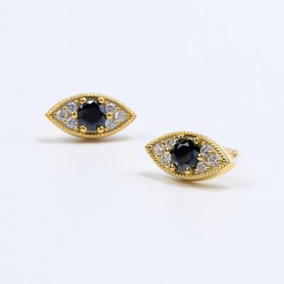 China BOHEMIA 925 Sterling Silver Gold Plated Turkish Evil Eye Stud Earrings For Women for sale