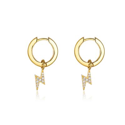 China BOHEMIA 925 Sterling Silver Tiny Hoop Earrings Gold Lightning Bolt Stud Earrings for sale