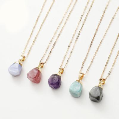 China BOHEMIA simple design natural crystal stone pendant raw crystal necklaces wholesale for sale