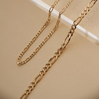 China FASHIONABLE factory price 18k rose gold plated stainless steel figaro chain necklace for sale