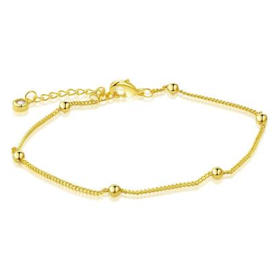 China Simple Design TRENDY Gold Plated Brass Adjustable Beads Chain Bracelets Bangle Jewelry for sale