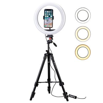 China Hot Selling Custom Beauty Live Cell Phone Selfie Photography Aluminum Alloy 10in Ring Light For Video for sale