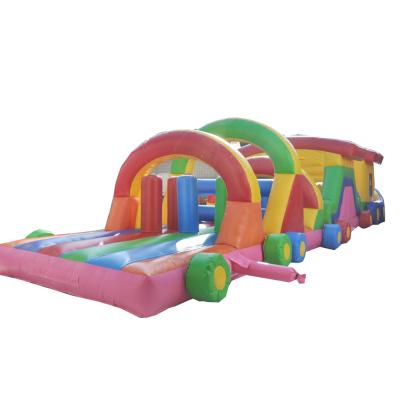 China Rental Or Home Use Commercial Train Bounce House Inflatable Land Obstacle Course For Kids Te koop