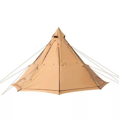 China Outdoor Tent Waterpoof Camping Waterpoof Tent 5-8Person Mongolian Octagonal Luxury Rainproof Cotton Tent Shelter Hole Chimney Tent for sale