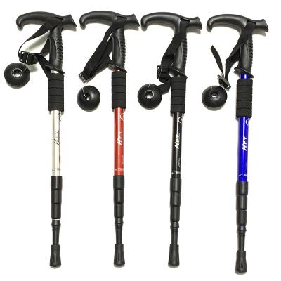 China Durable High Quality Telescopic Climbing Trekking Pole 4 Section T Handle Walking Stick Aluminum Alloy Poles for sale