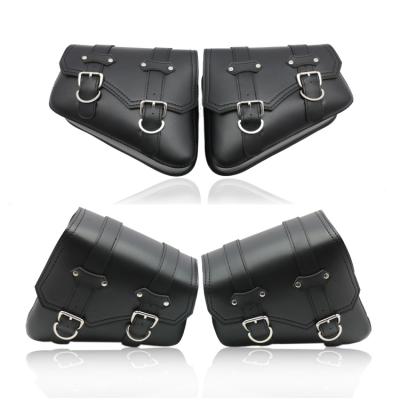 China Waterproof For Honda Suzuki Harley Sportster XL 883 Black XL1200 PU Leather Saddle Bag For Motocross for sale