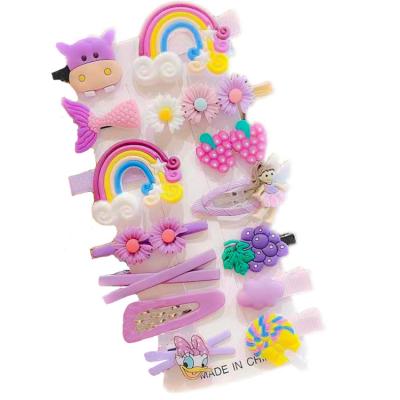 China Hairpin 14 Piece Set of New Hot Selling Children's Hair Clips Girls' Hair Clips Cute Flower Edge Clips for sale