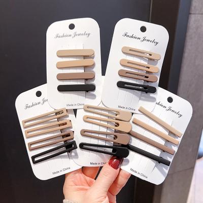 China Hairpin 4 sets of coffee colored duckbill clip minimalist banger set hair clips for sale