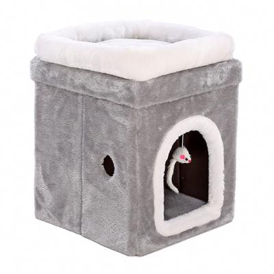 China PAPIFEED Ball Stocked Fluffy Hanging Play Hot Cat Cube Cave House Cat Foldable Plush Bed From Cama de Felpa de Calida de Hot Para Gato for sale