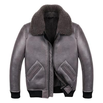 China Low MOQ Winter Bomber Shearling Jacket Breathable Warm Men for sale