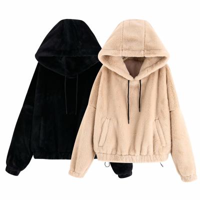 China Women's Faux Fur Rabbit Hair Animal Jacket Hood With Drawstring Breathable for sale