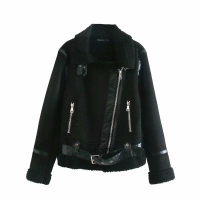 China Custom Made Breathable Modern Style Faux Fur Cropped Jacket Winter Coats With Two Buckles On The Neck for sale