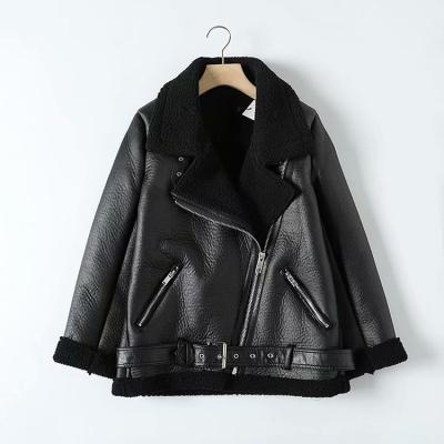 China Winter Faux Shearling Sherpa Breathable Custom Biker Jacket For Women for sale