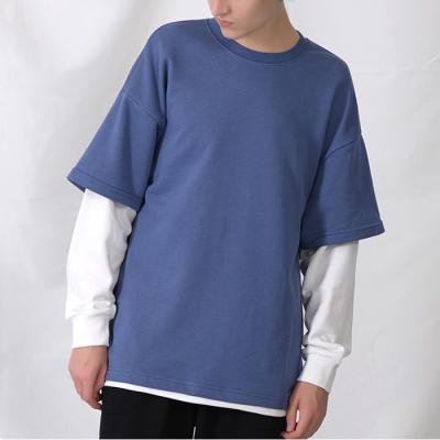 China Contrast color color block polyester cotton 330gsm anti-pilling long sleeve crewneck sweatshirt for sale