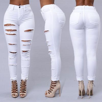 China Spring Autumn Hole Ripped High Waist Streetwear Fashion Women Waterproof Casual Pants for sale