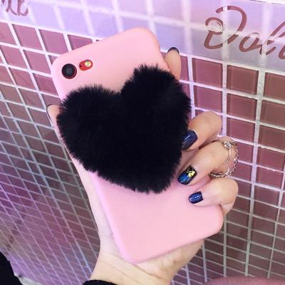 China 3D Love Shockproof Lovely Furry Hearts Cute Hair Phone Case For Samsung Galaxy S10 Plus S10E S9 S8 Plus for sale