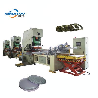 China Full Automatic Food CNC Punch Press Tin Can 10-25L Pail Lid Cover End Making Production Line for sale