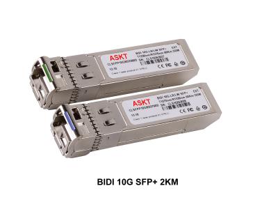 China 2KM Ethernet BIDI Optical Transceiver 1 Fiber Compatible Mikrotik 9.95 - 11.1G Data Rate for sale