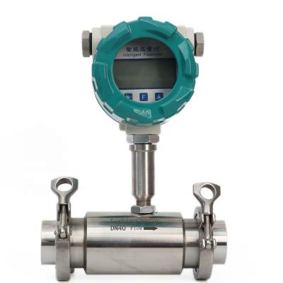 China Sanitary LCD Display Turbine Flow Meter Tri Flange Turbine Flow Meter For Liquid LWGY for sale