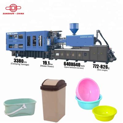 China SANSHUN SHE338G Best Selling Horizontal Plastic Injection Molding Machine Servo Motor Injection Molding Machine For Plastic Bucket for sale