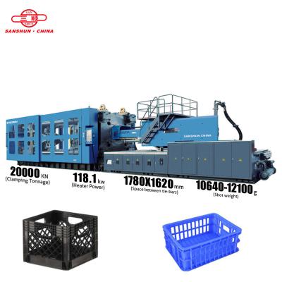 China Horizontal Full-automatic injection molding machine Ton Equipment 2000 for the production of plastic boxes for sale