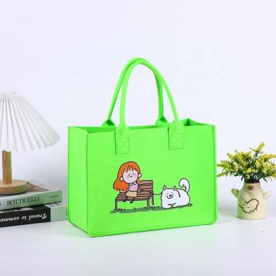 China Reusable Fashionable High Quality Felt Shopping Bag Felt Tote Bag With Customized Logo for sale