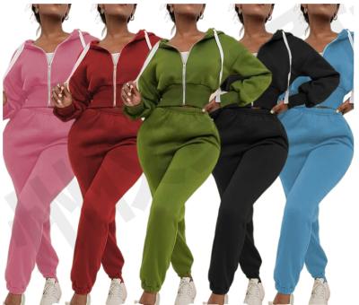 China QUICK DRY Women Stacked Joggers Sweatpants And Joggers Set Two Piece Hoodie Set Woman Tracksuit for sale