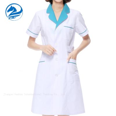 China White Hospital Hospital Uniforms With Blue Collar for sale