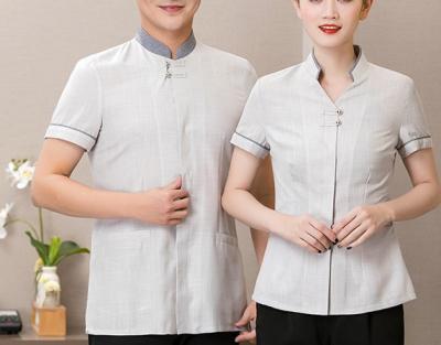 China Short Sleeve Hotel Room Cleaning Maid Waiter Uniform for sale