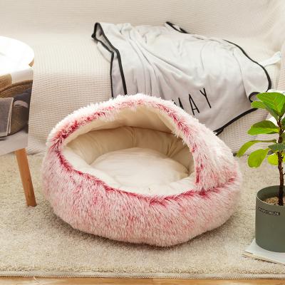 China Soft Cat Winter House Washable Fluffy Cat Bed Luxury Large Cat Dog Bed Breathable Wholesale for sale