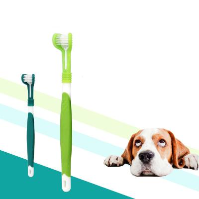 China Viable Three Sided Dog Toothbrush For Dog Cats Grooming Brush Teeth Care Dog Cat Cleaning Mouth for sale