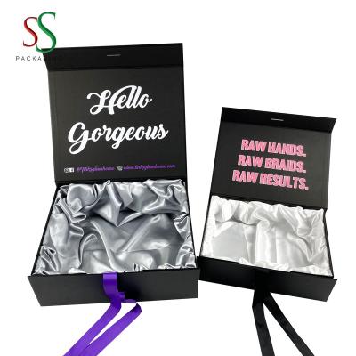 China Recyclable Custom Hair Extension Packaging Box With Satin Wedding Box With Satin Insert Gift Boxes for sale