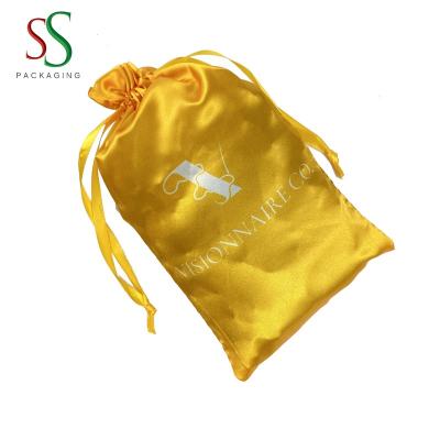 China Promotion Good Selling Custom Yellow Satin Loot Bag Drawstring Jewelry Bag for sale