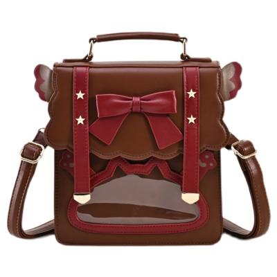 China Women Girls Waterproof Cute Cute Pu PU Leather Pin Display School Cosplay Backpack Clear Ita Bag Custom Made for sale