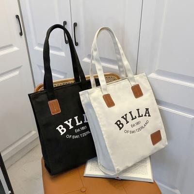 China Fashion Portable Eco-Friendly Full Color Heavy Weight Logo Printed Custom Thick Shopping Bag With Zipper Canvas Cotton Tote Bag for sale