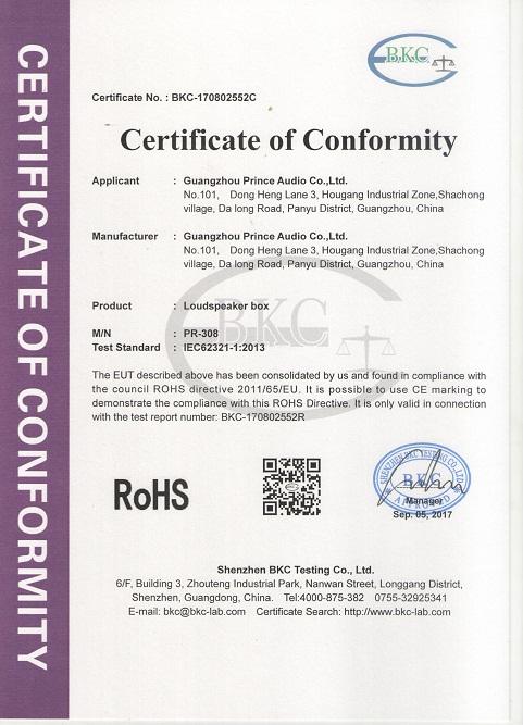 RoHS - Guangzhou Prince Audio Co., Ltd.