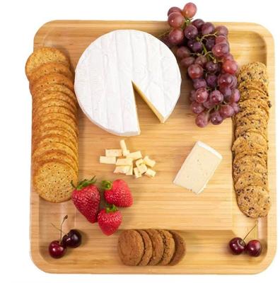 China Sustainable Square Bamboo Cheese Board With Knives Bamboo Cheese Board With Drawer Square Cheese Cutting Board for sale