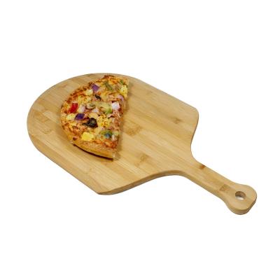 China Sustainable Bamboo Pizza Board With Handle Pizza Chopper Bamboo Pizza Cutting Board for sale