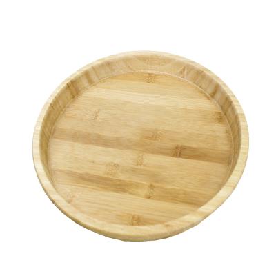 China Sustainable Hot Sale Bamboo Round Dish Bamboo Food Tray Bamboo Kitchen Plate for sale