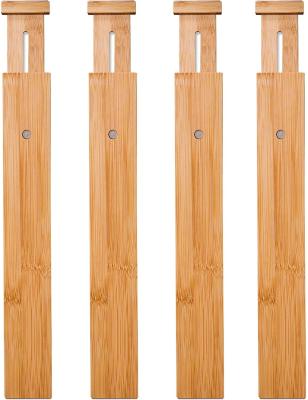 China Modern Bamboo Drawer Divider Set Of 4 Kitchen Drawer Organizer Spring Adjustable Drawer Dividers for sale