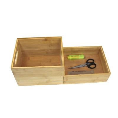 China Eco-friendly Bamboo Desk Organizer Bamboo Desk Organizer Bamboo Desktop Storage Box for sale