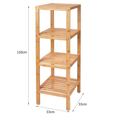 China 4 Tier Bathroom Bamboo Storage Rack Towel Rack Book Storage Rack Home Viable Bamboo Shelf For Towel for sale