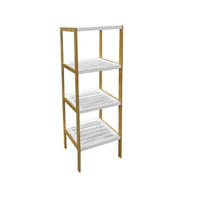 China Home Viable Bamboo 4 Tier Wooden Corner Book Storage Rack Shelf Towel Holder Storage Rack For Bathroom for sale