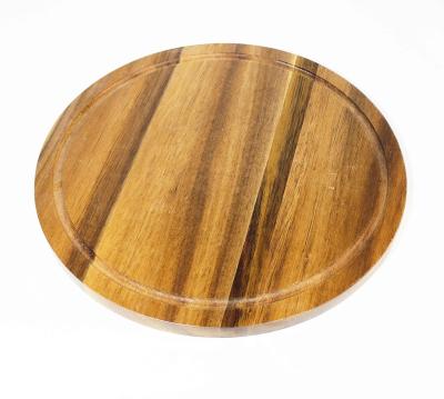 China Viable High Quality Round Acacia Kitchen Dinner Dish Food Servig Wooden Tray for sale