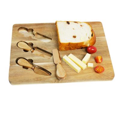 China Rectangle Sustainable Acacia Wood Dinnerware Set With Knives Cheese Cutting Board Chopper for sale