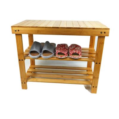 China Factory Direct Bamboo Multi-Layer Bamboo Shoe Rack 3-Tier Shelf Shoe Rack Bench Eco-friendly for sale